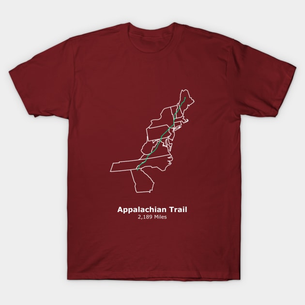 Appalachian Trail, National Scenic Trail Route Map T-Shirt by numpdog